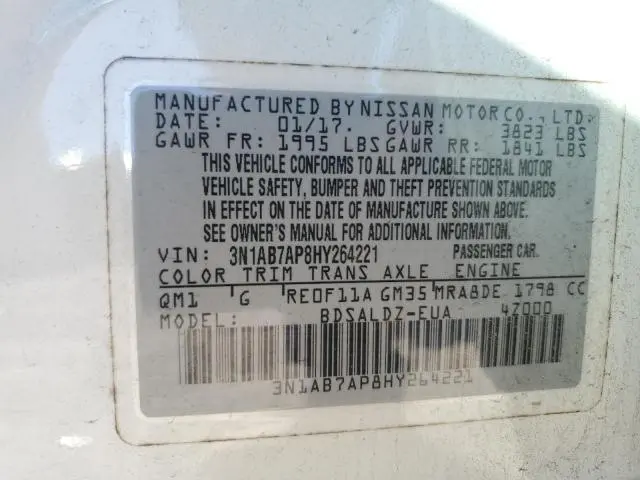 2017 NISSAN SENTRA S  