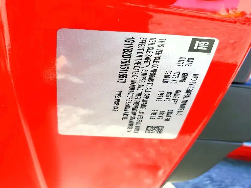 2017 CHEVROLET CORVETTE STINGRAY 1LT  