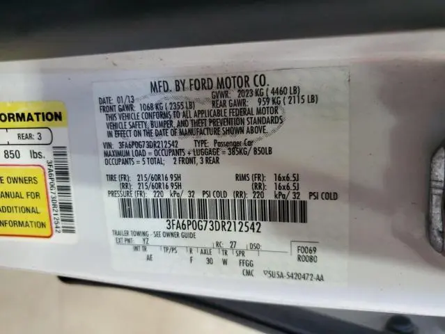 2013 FORD FUSION S  