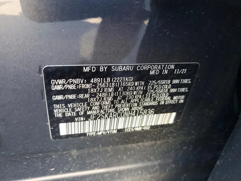 2022 SUBARU FORESTER TOURING  