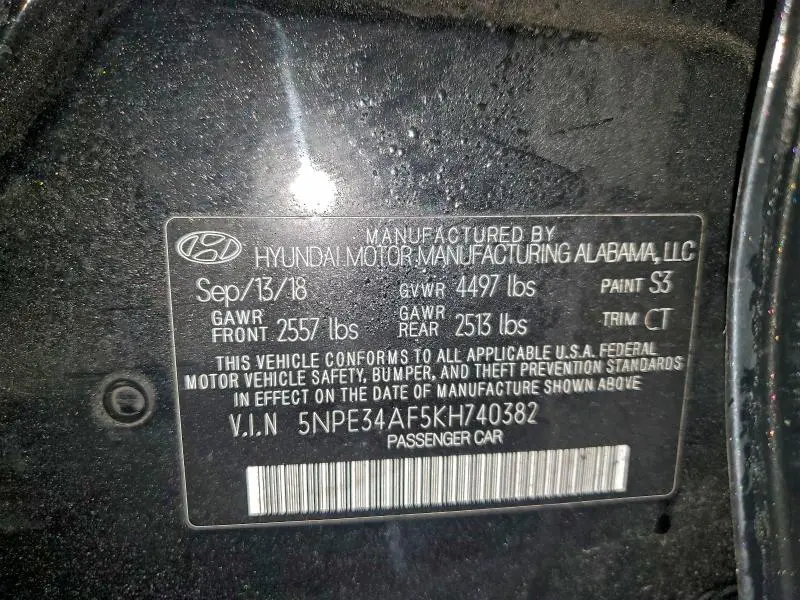 2019 HYUNDAI SONATA LIMITED  