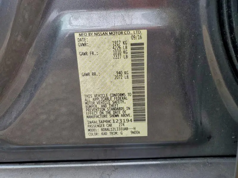 2017 NISSAN ALTIMA 2.5  