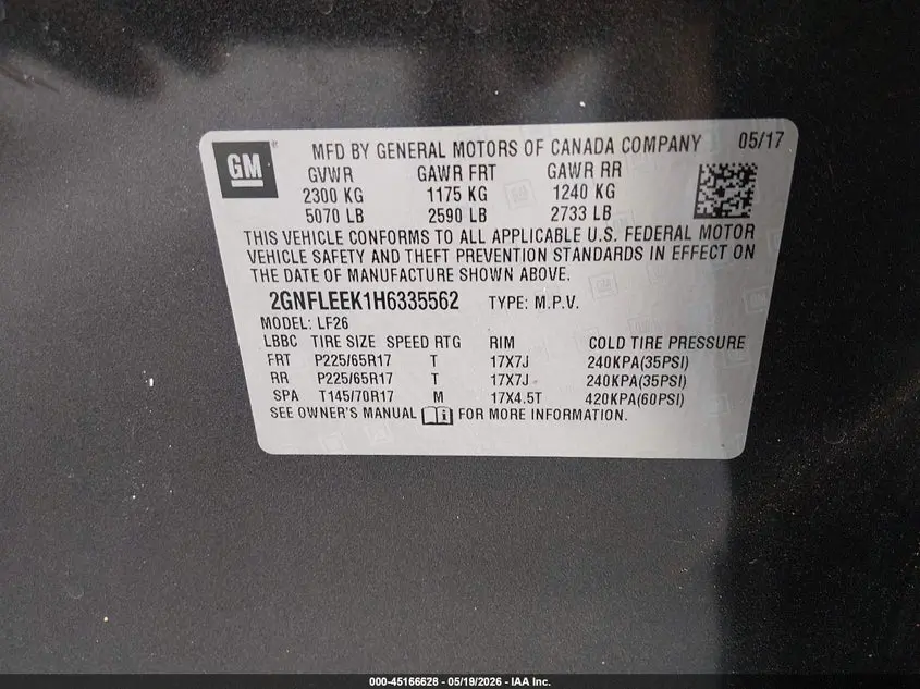 2017 CHEVROLET EQUINOX LS