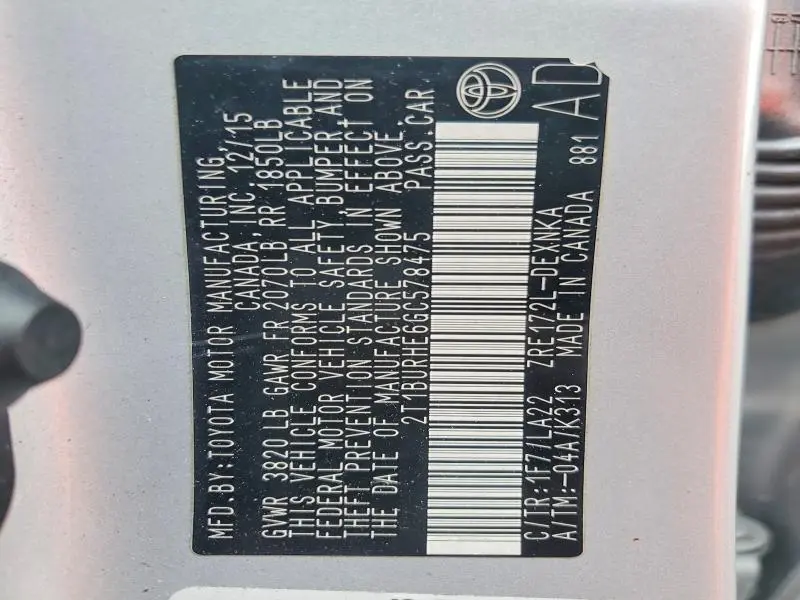 2016 TOYOTA COROLLA LE PREMIUM  