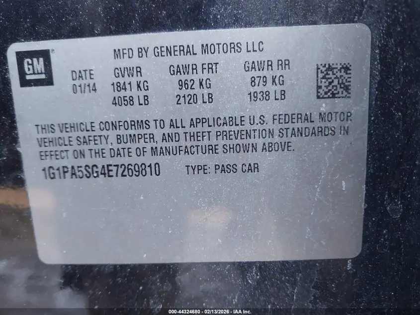 2014 CHEVROLET CRUZE LS AUTO