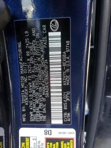 2022 LEXUS ES 300H BASE  