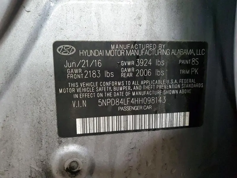 2017 HYUNDAI ELANTRA SE  