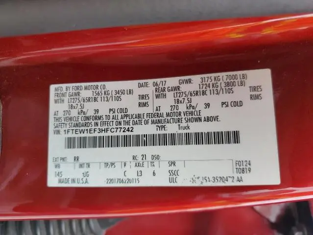 2017 FORD F150 SUPERCREW  