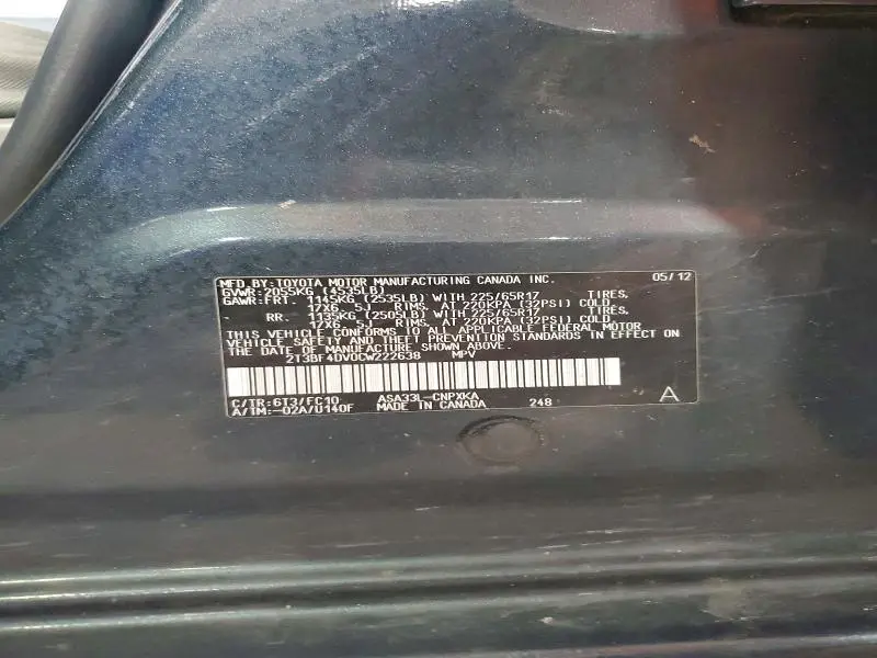 2012 TOYOTA RAV4 BASE  