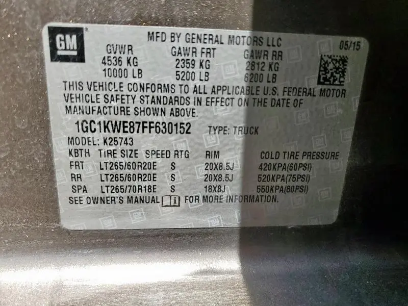 2015 CHEVROLET SILVERADO K2500 HEAVY DUTY LTZ  