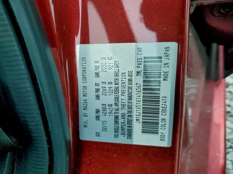 2016 MAZDA 6 TOURING  