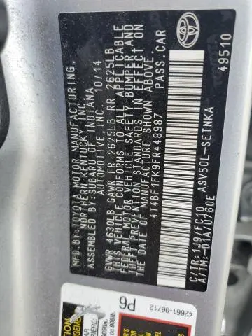 2015 TOYOTA CAMRY LE  