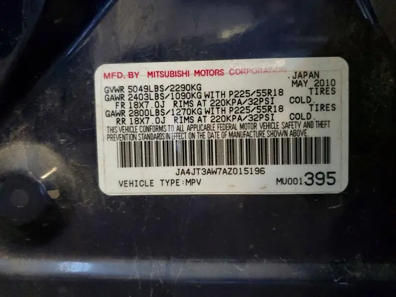 2010 MITSUBISHI OUTLANDER SE  