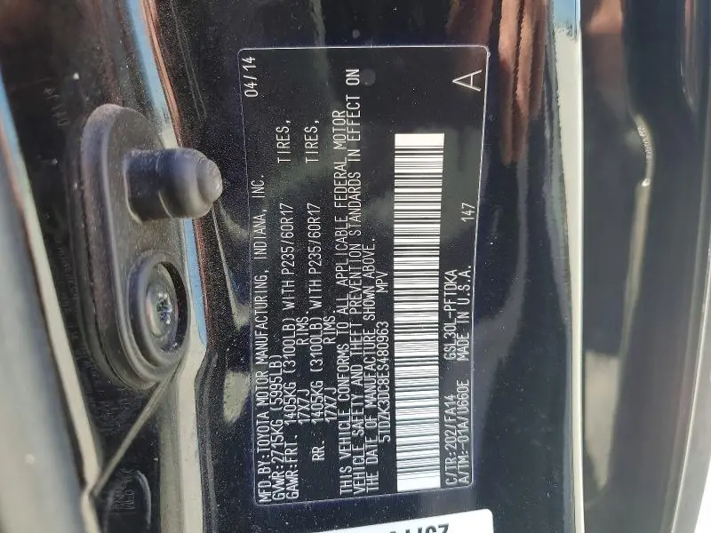 2014 TOYOTA SIENNA L 7-PASSENGER  