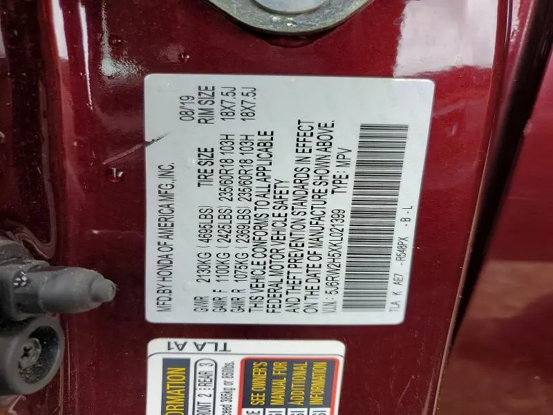 2019 HONDA CR-V EX  