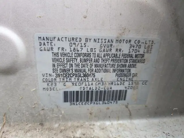 2016 NISSAN VERSA NOTE S  