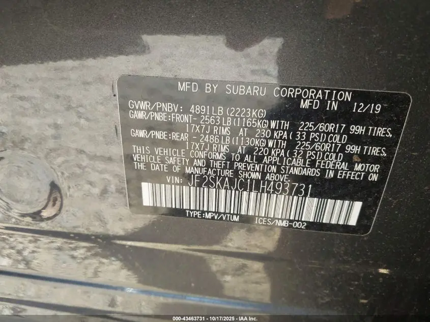 2020 SUBARU FORESTER PREMIUM