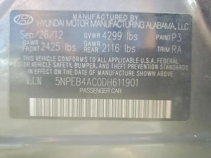 2013 HYUNDAI SONATA GLS  