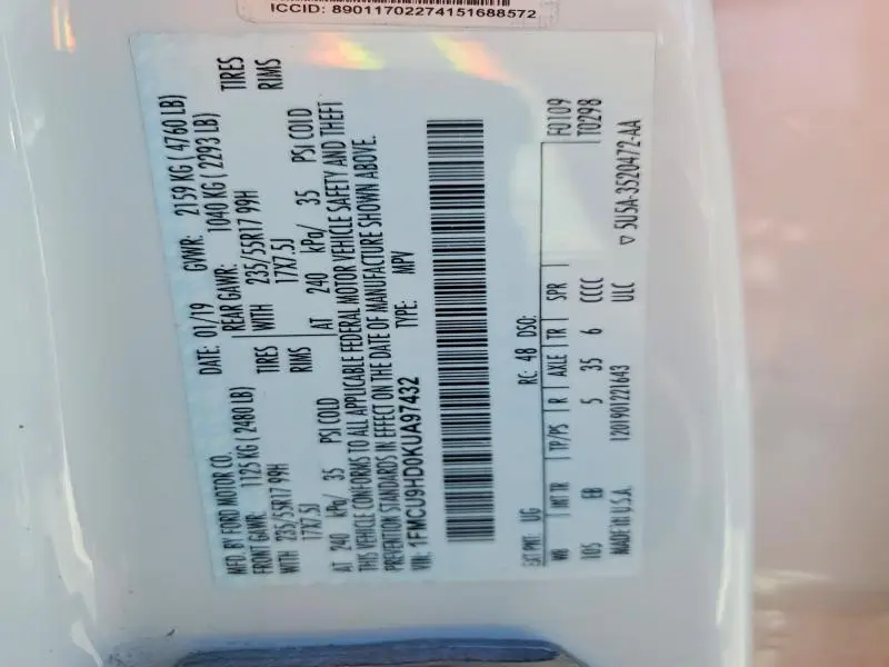 2019 FORD ESCAPE SEL  