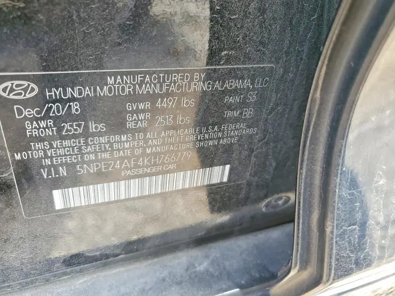 2019 HYUNDAI SONATA SE  