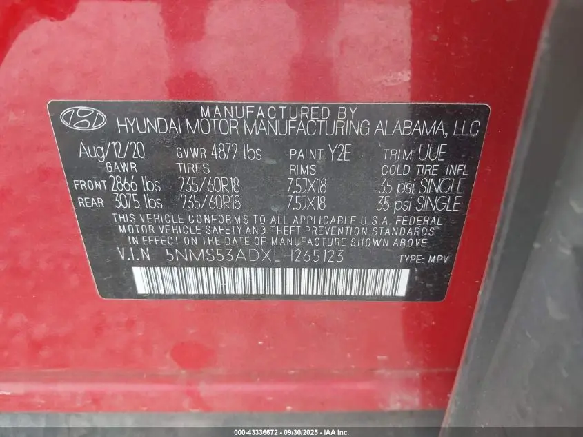 2020 HYUNDAI SANTA FE LIMITED