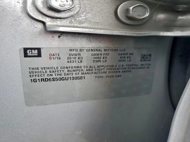 2016 CHEVROLET VOLT LTZ  