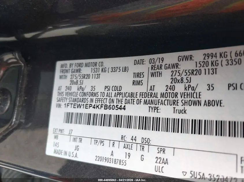 2019 FORD F-150 XL