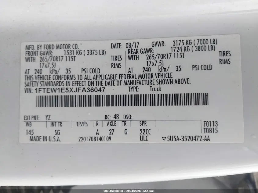 2018 FORD F-150 XL