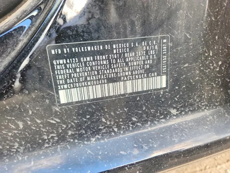 2019 VOLKSWAGEN JETTA S  