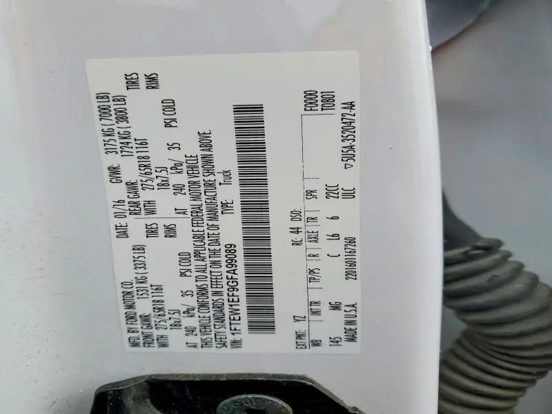 2016 FORD F150 SUPERCREW  