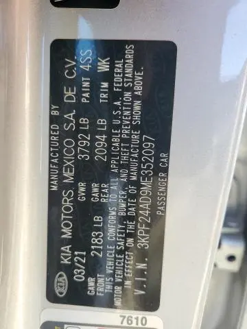 2021 KIA FORTE FE  