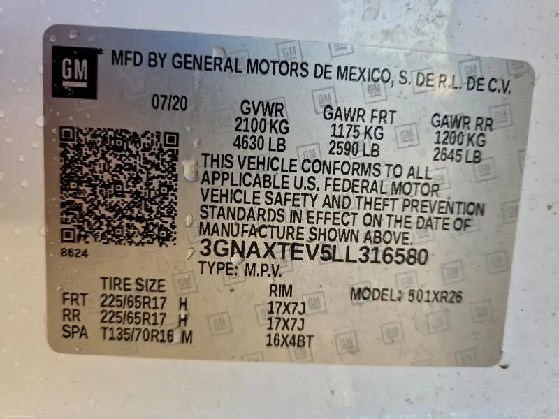 2020 CHEVROLET EQUINOX LT  