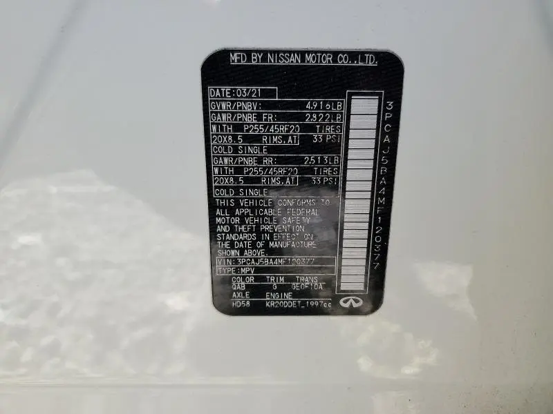 2021 INFINITI QX50 LUXE  