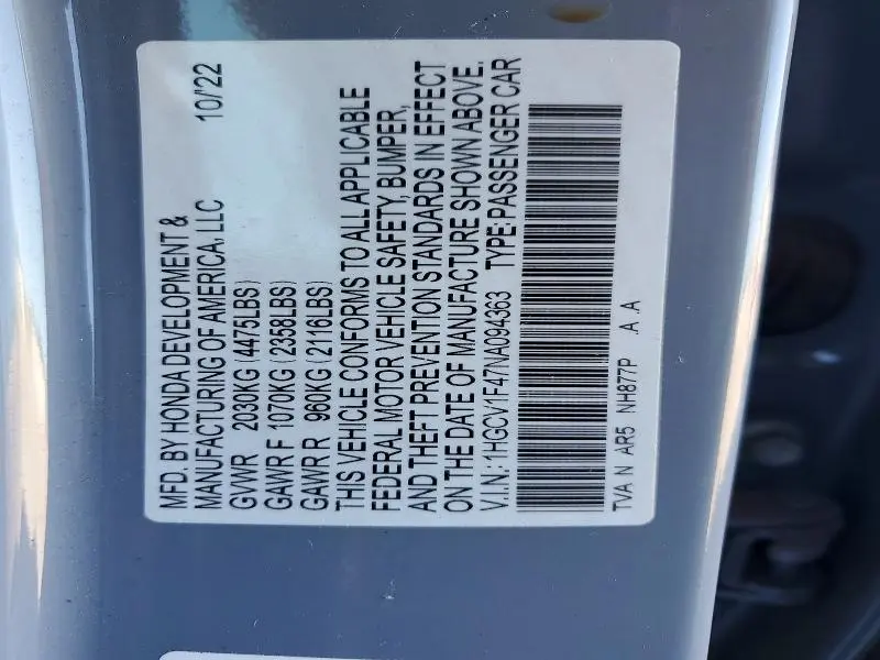 2022 HONDA ACCORD SPORT SE  