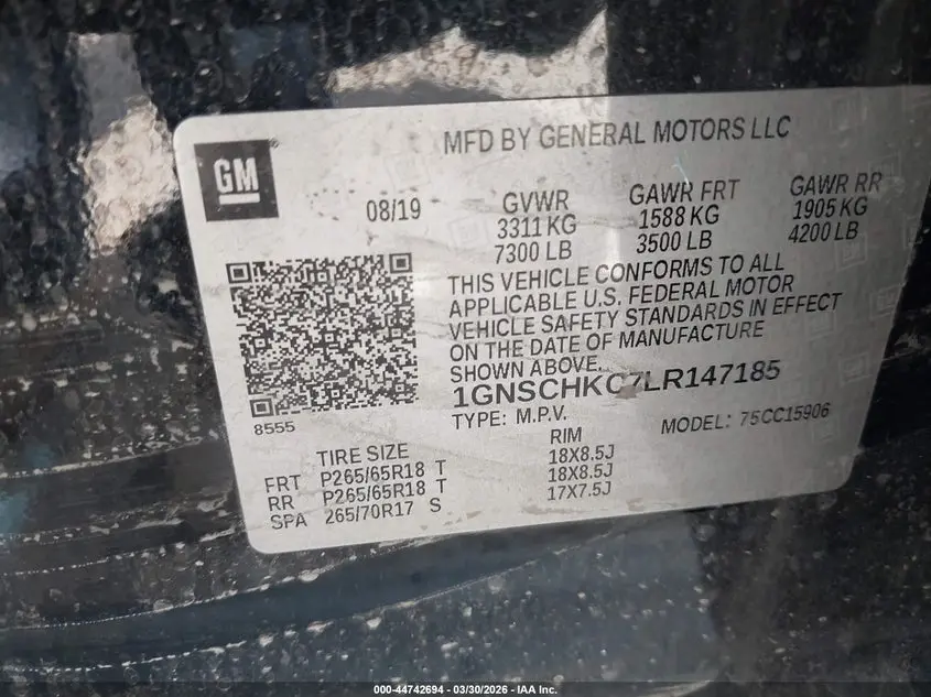 2020 CHEVROLET SUBURBAN 2WD LT