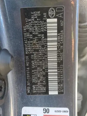 2018 TOYOTA COROLLA L