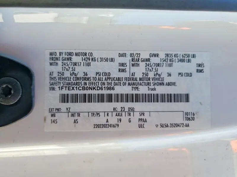 2022 FORD F150 SUPER CAB  