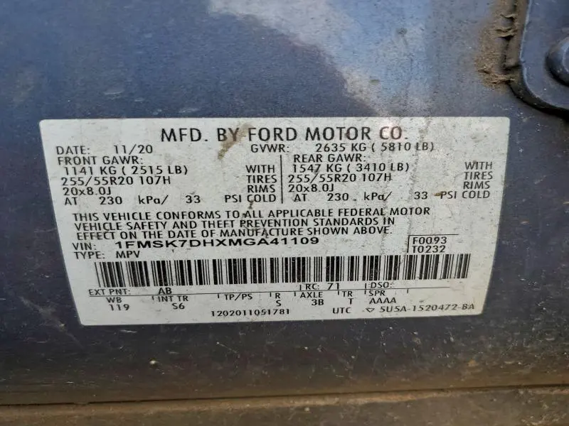 2021 FORD EXPLORER XLT  