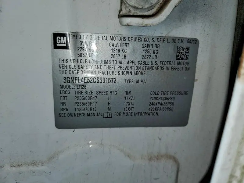 2012 CHEVROLET CAPTIVA SPORT  