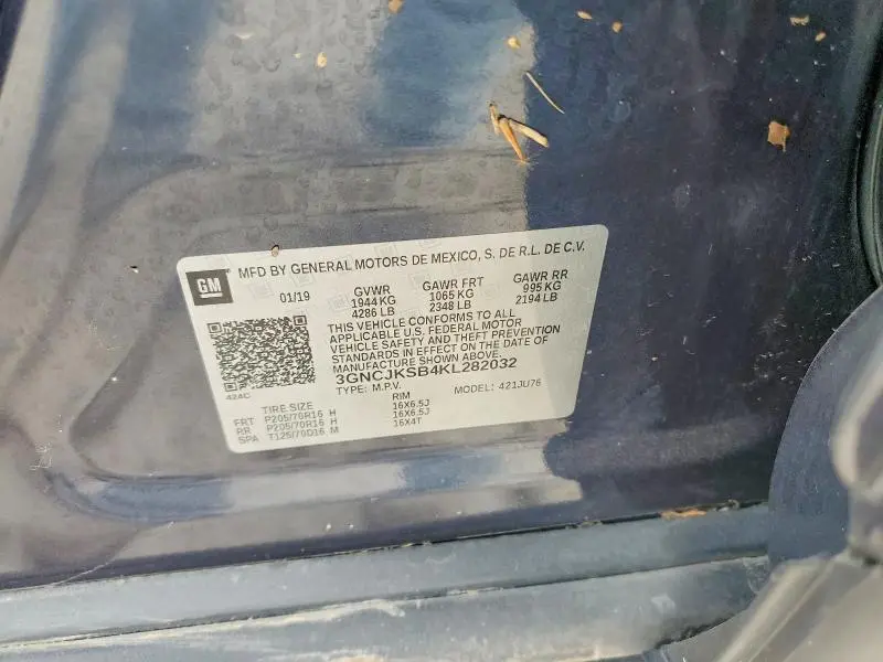 2019 CHEVROLET TRAX   