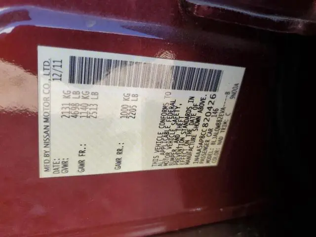 2012 NISSAN MAXIMA S  