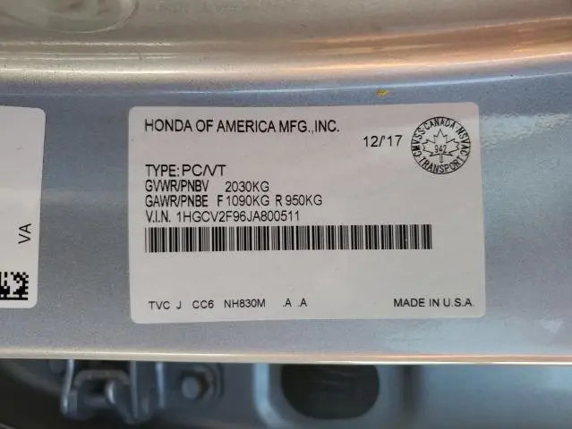 2018 HONDA ACCORD TOURING  