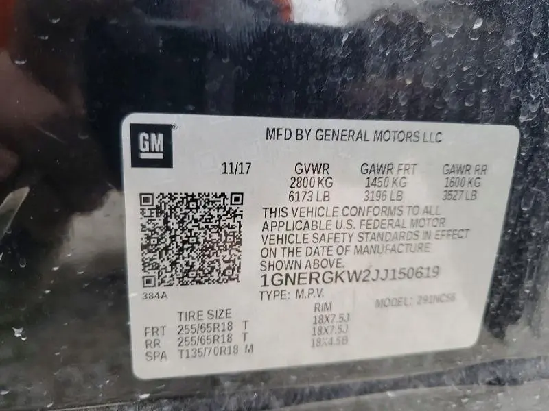 2018 CHEVROLET TRAVERSE LT  