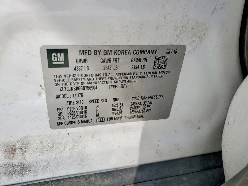 2016 CHEVROLET TRAX LS  