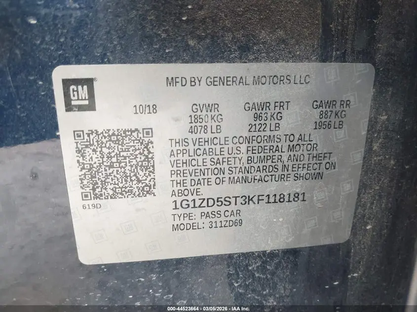 2019 CHEVROLET MALIBU LT
