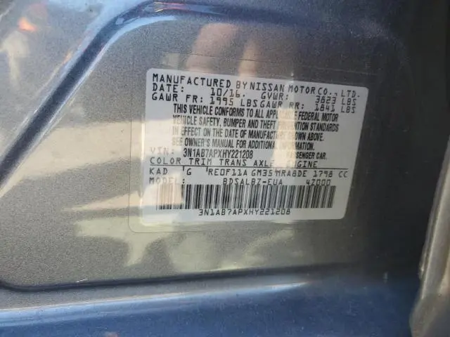 2017 NISSAN SENTRA S  