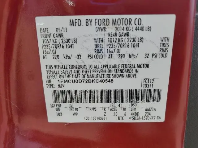 2011 FORD ESCAPE XLT