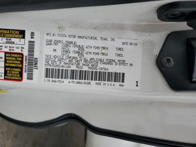 2016 TOYOTA TACOMA ACCESS CAB  