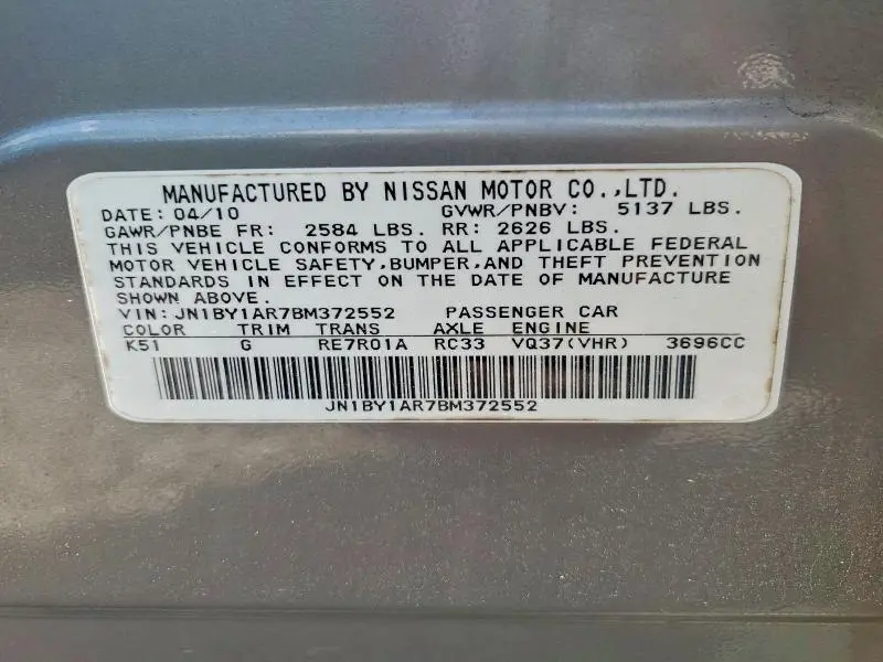 2011 INFINITI M37 X  