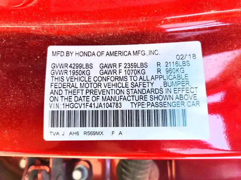 2018 HONDA ACCORD EX  